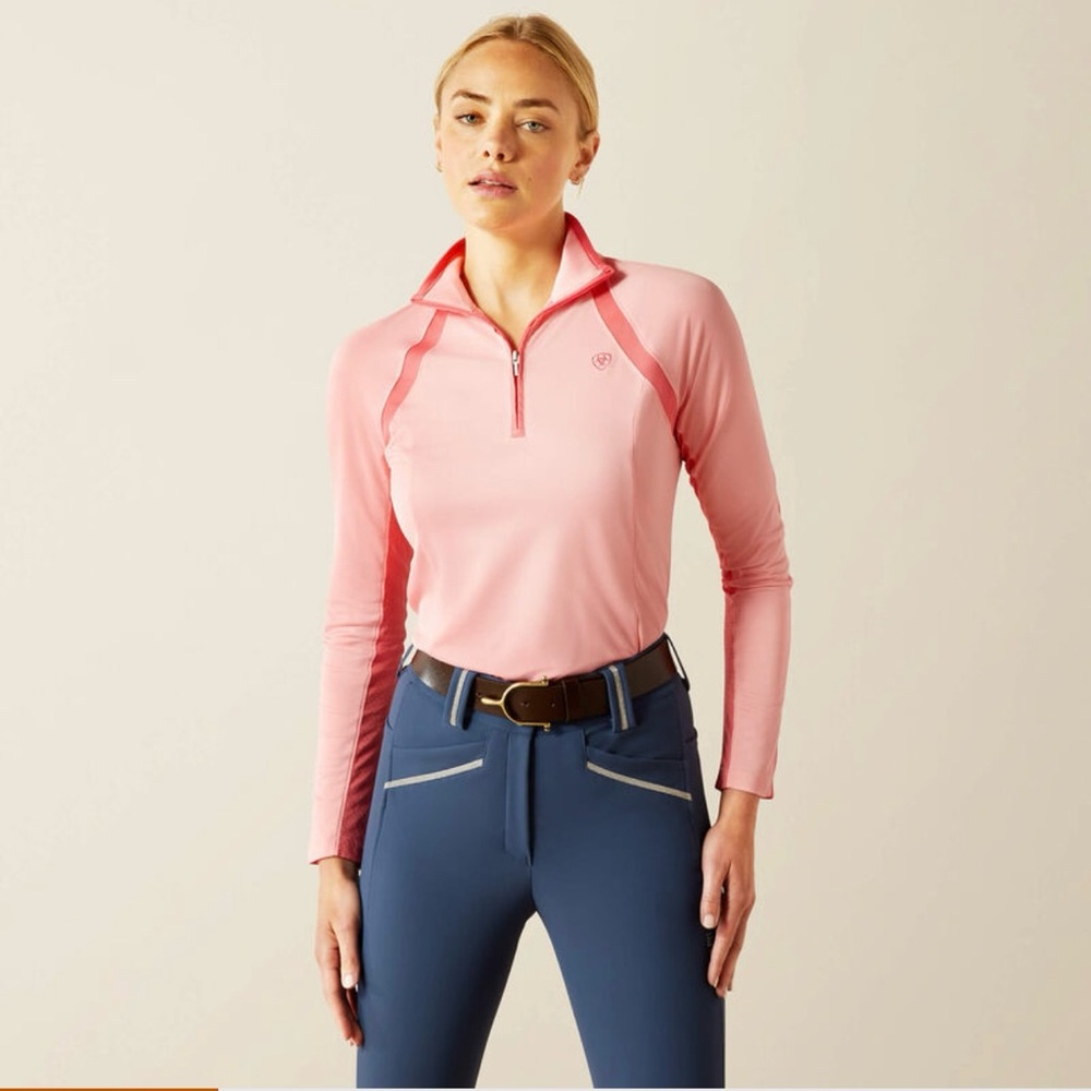 NWT Ariat Women’s Sunstopper 3.0 1/4 Zip Baselayer Flamingo Pink Size Medium